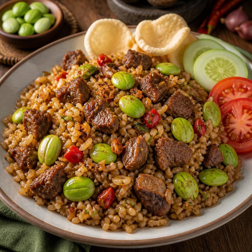 Nasi Goreng Kambing Pete di RM Bumi Aki